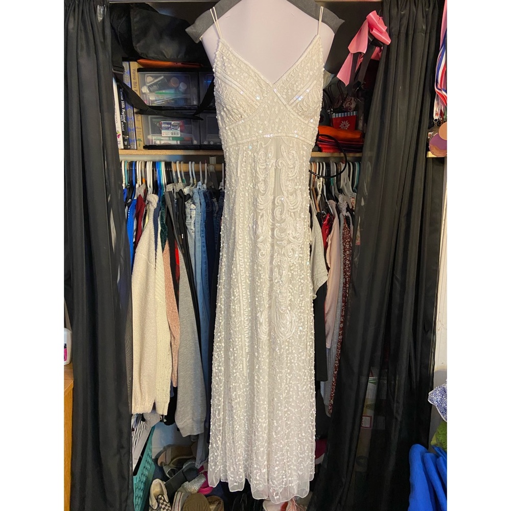 White Sequined Prom Dress